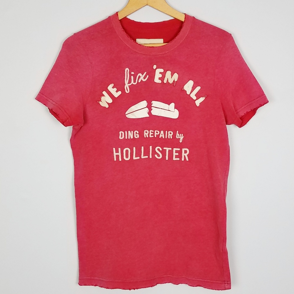 Holister Embroidered Graphic Surf Distressed Tee Y2K